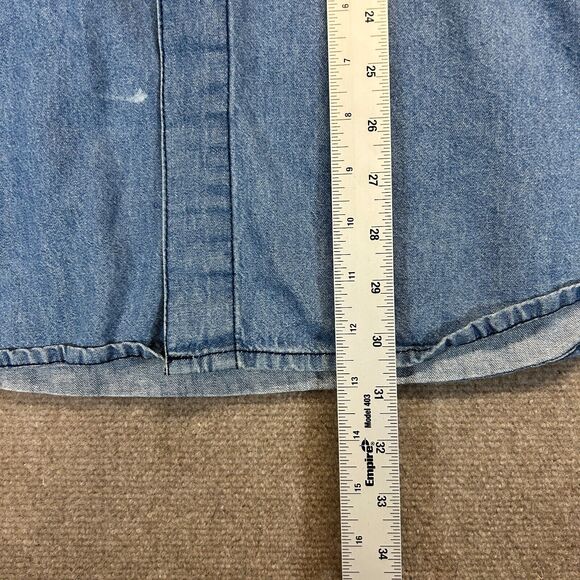 UNC Tar Heels Denim Shirt Men's XL Blue Long Sleeve Button Down Joe College - Picture 11 of 13